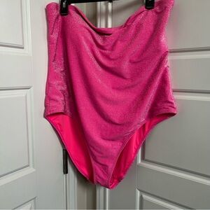 Good American Sparkly Pink One-Piece Swimsuit Size 8 or 5X